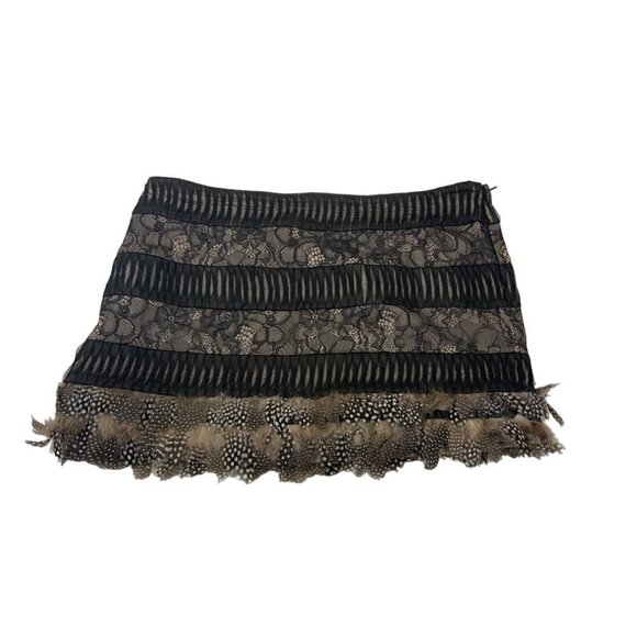 Bebe Black & Gold Feathery Mini Skirt. Sz 8 - Picture 1 of 3
